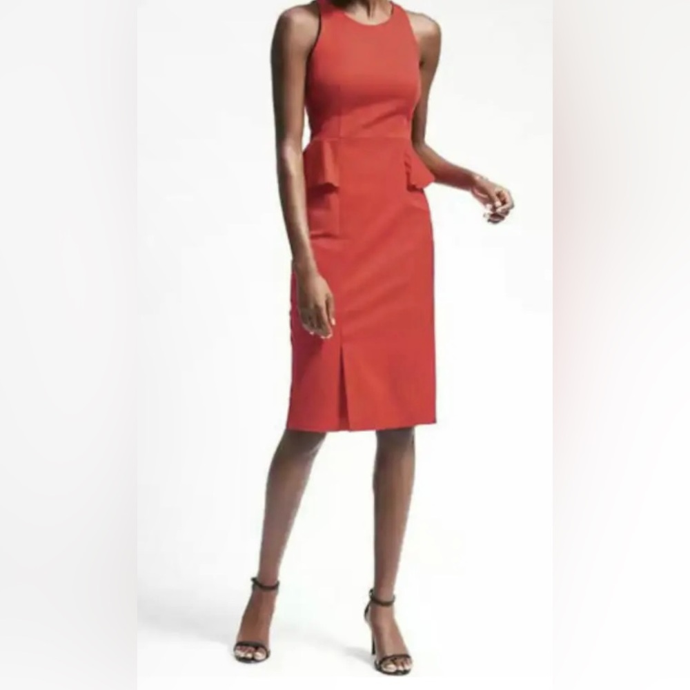 Banana Republic Red Peplum Sheath Dress Sleeveless NWT Size 14